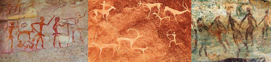 Figura 2. Pinturas rupestres sobre cacerías y bailes en torno al fuego. Figura 2. Pinturas rupestres sobre cacerías y bailes en torno al fuego.