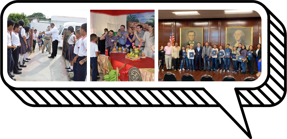 <b>Figuras 3a, 3b y 3c.</b> Reconocimiento a los estudiantes de Colombia. Image