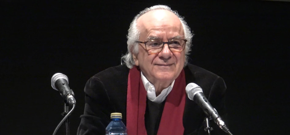 <b>Figura 2.</b> Boaventura de Sousa Santos, el 1 de mayo de 2019, durante la conferencia <i>Epistemologias do sul: fronteiras, zonas fronteiriças e plurinacionalidades,</i> XXXVI Semana Gallega de Filosofía. Crédito: Aula Castelao Filosofía Image