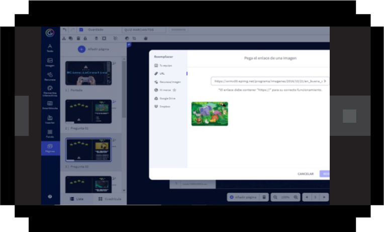 <b>Figura 3.</b> Con la herramienta <i>Genially</i> pueden editar las diferentes plantillas para elaborar sus propios videojuegos. Asimismo, podrán consultar tutoriales de apoyo para docentes; disponibles en https://cutt.ly/UYKooJq Image