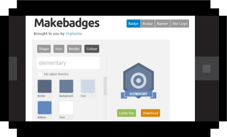 <b>Figura 6.</b> Pantalla principal de <i>Makebadges</i>, para la elaboración de insignias. Image